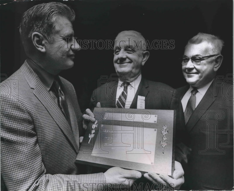 Load image into Gallery viewer, 1969 Press Photo Sergeant Frank Miller being presented the heroism award.
