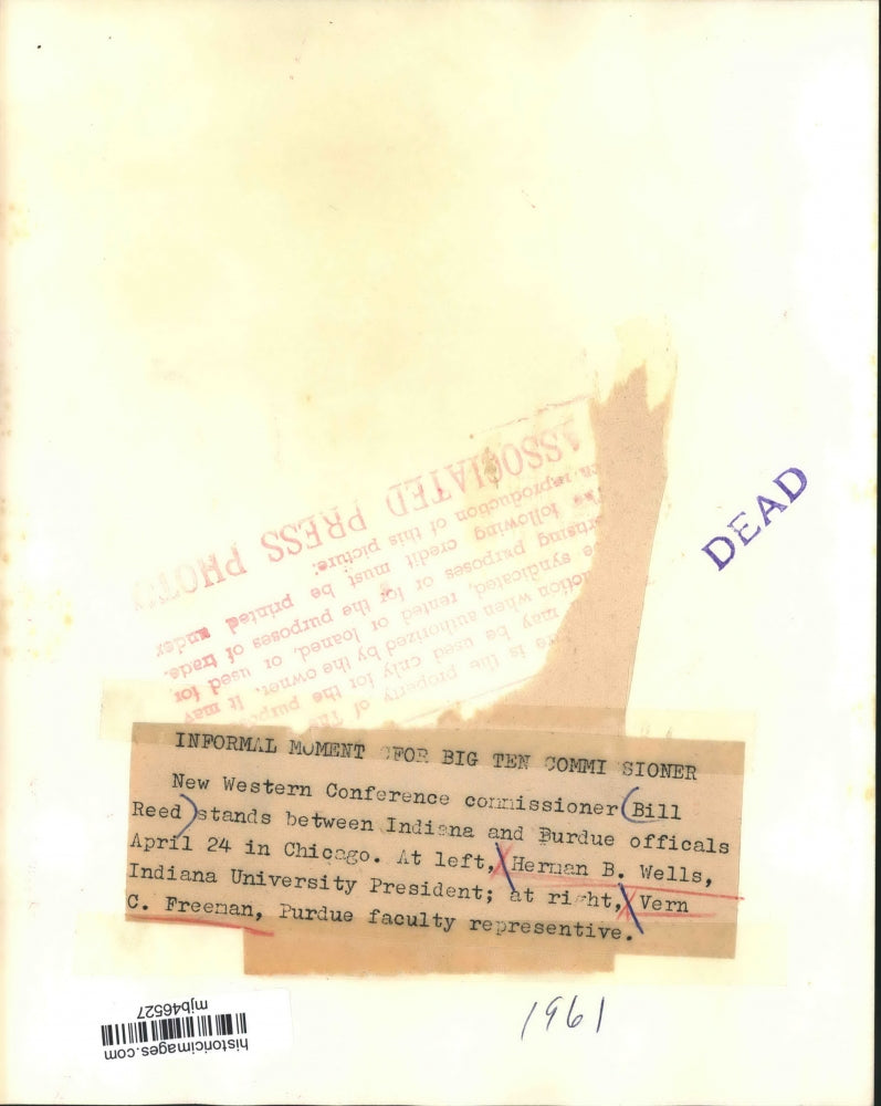 1961 Press Photo Commissioner Bill Reed With Indiana & Purdue Officials, Chicago