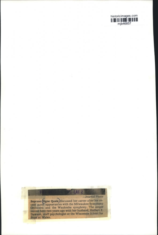 1971 Press Photo Soprano singer, Signe Quale, Wisconsin - mjb46857