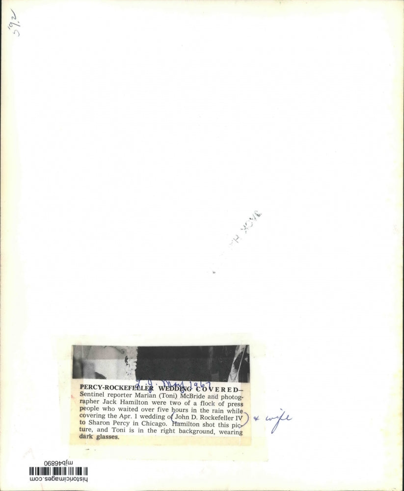 1967 Press Photo John D. Rockefeller IV marries Sharon Percy in Chicago