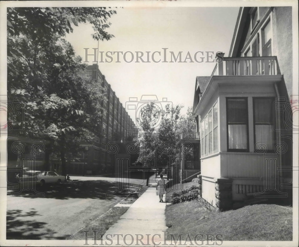 1966 Press Photo Milwaukee home and factory across the street from each other.