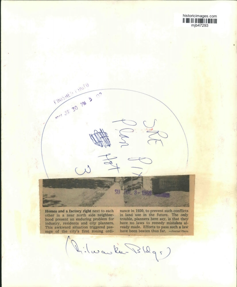 1966 Press Photo Milwaukee home and factory across the street from each other.