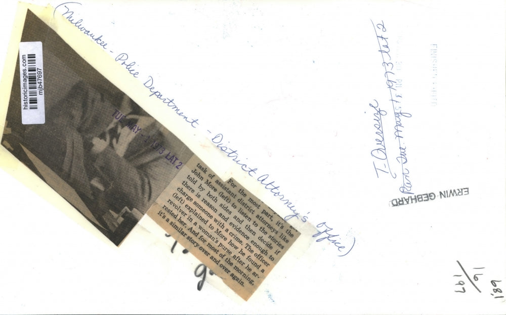 1973 Press Photo John More, Assistant District Attorney, Milwaukee - mjb47697