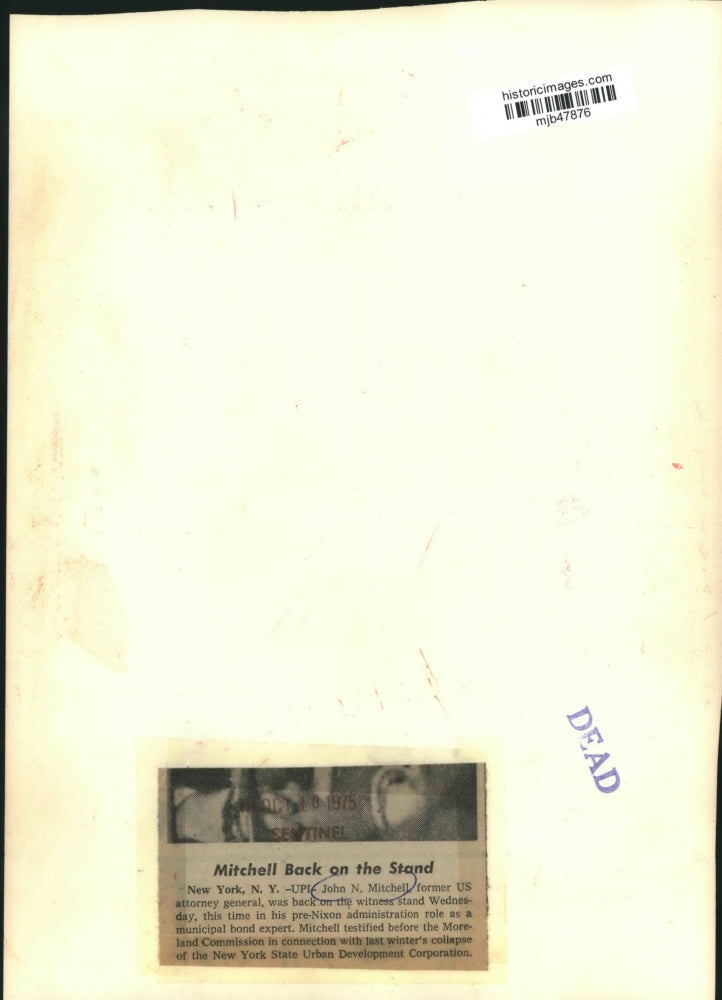 1975 Press Photo John Mitchell, in court back on witness stand, New York.