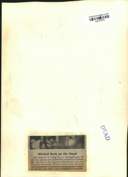 1975 Press Photo John Mitchell, in court back on witness stand, New York.
