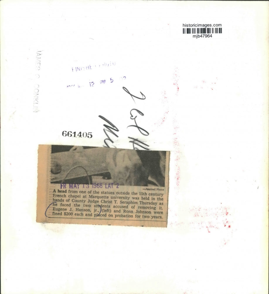 1966 Press Photo Eugene Hanson, Jr. & Ronn Johnson in Judge Seraphim's court, WI