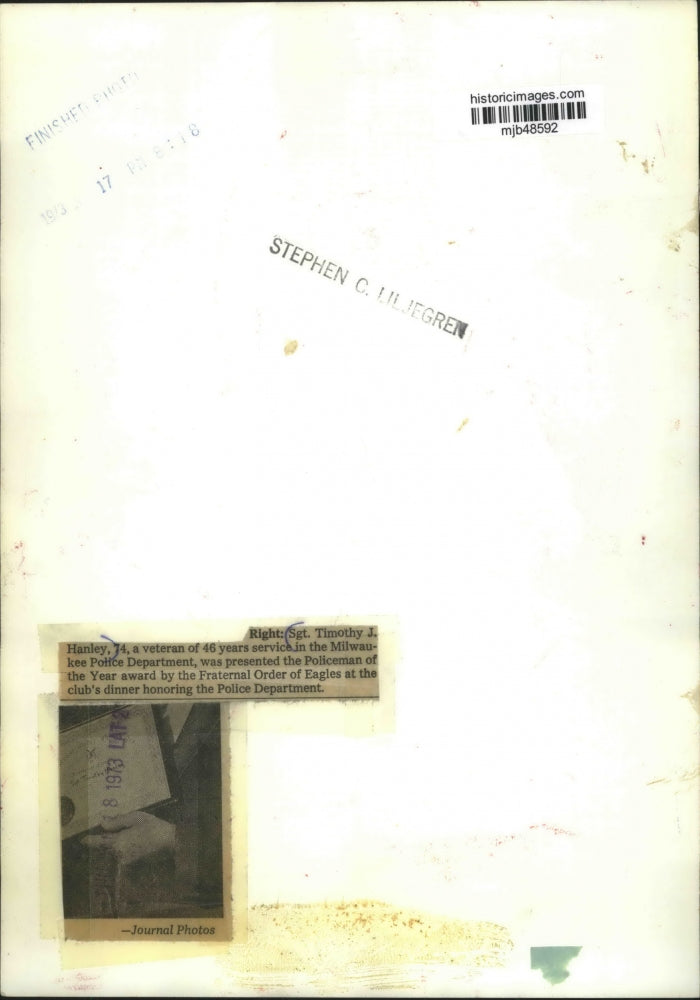 1973 Press Photo Sgt. Timothy J. Hanley, Milwaukee police veteran - mjb48592