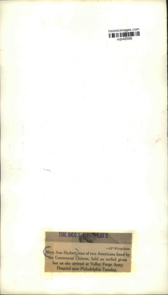 1971 Press Photo Mary Ann Harbert, American freed by Communist Chinese