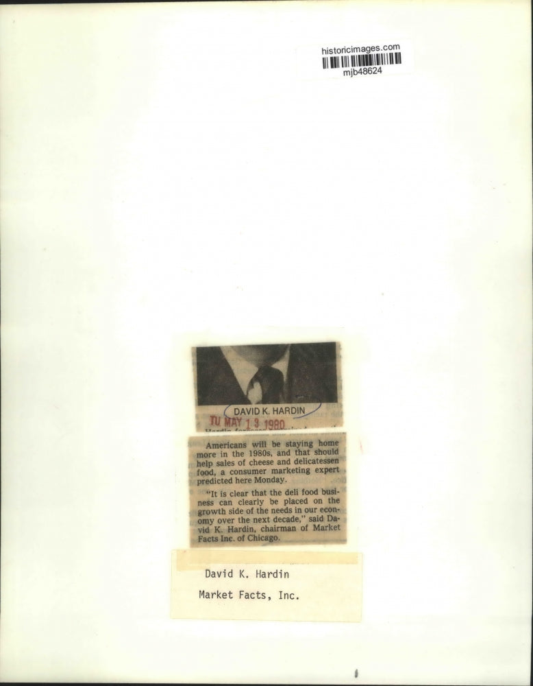 1980 Press Photo David K. Hardin, Chairman of Market Facts Inc. of Chicago