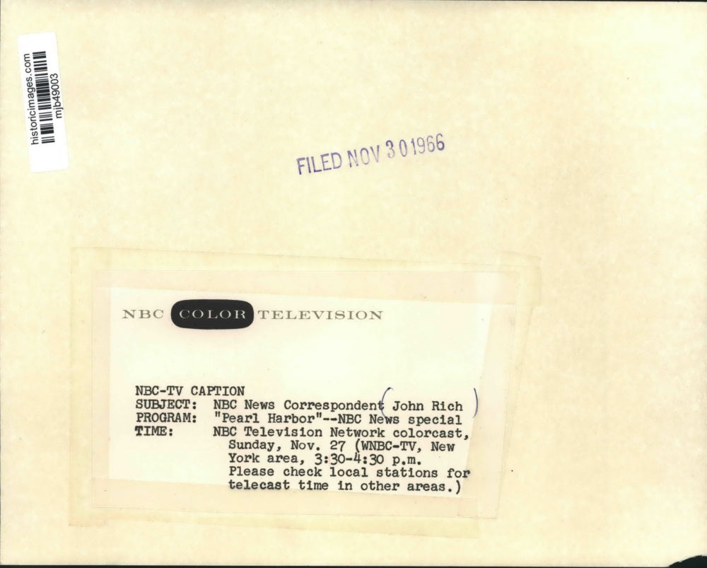 1966 Press Photo NBC News correspondant, John Rich - mjb49003