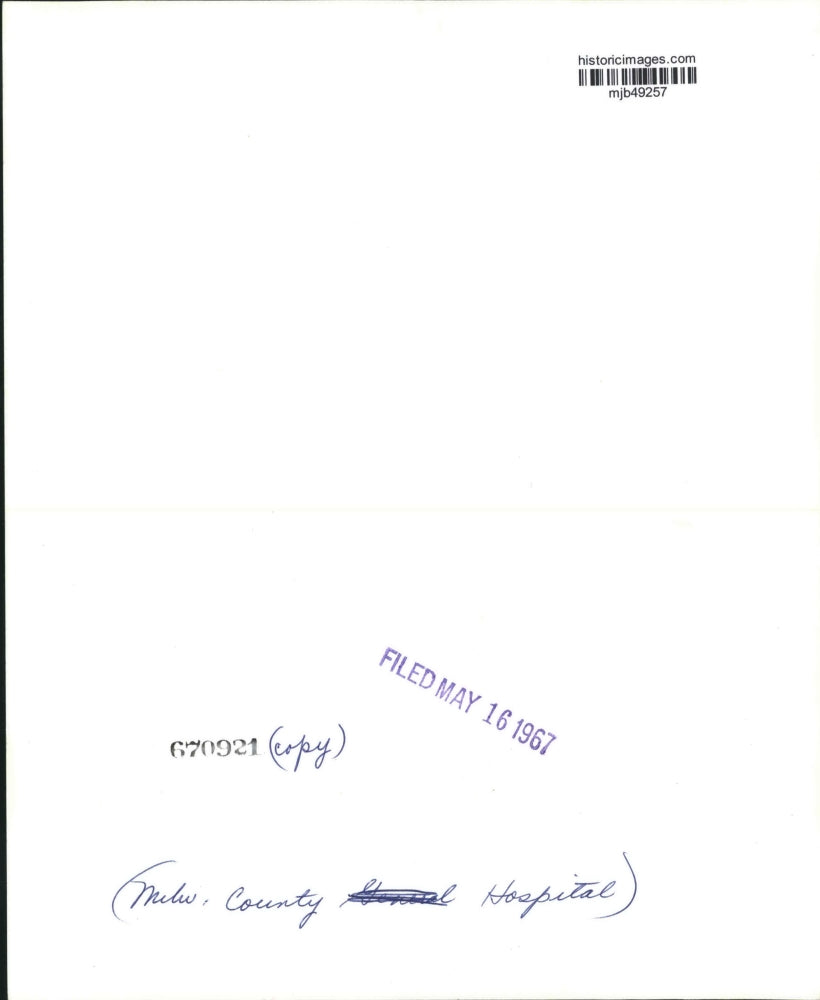 1967 Press Photo Parking at the Milwaukee County Hospital, Wisconsin - mjb49257