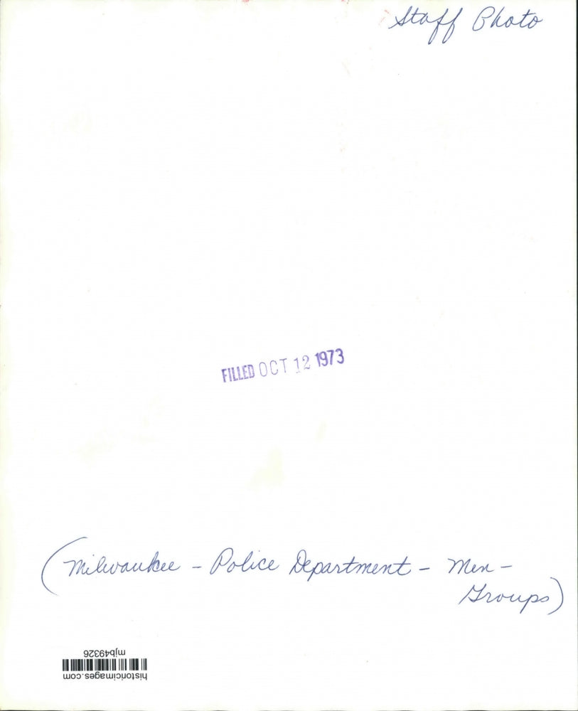 1973 Press Photo Group of men at police department, Milwaukee. - mjb49326