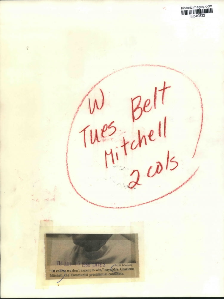 1968 Press Photo Mrs. Charlene Mitchell the Communist Candidate - mjb49832