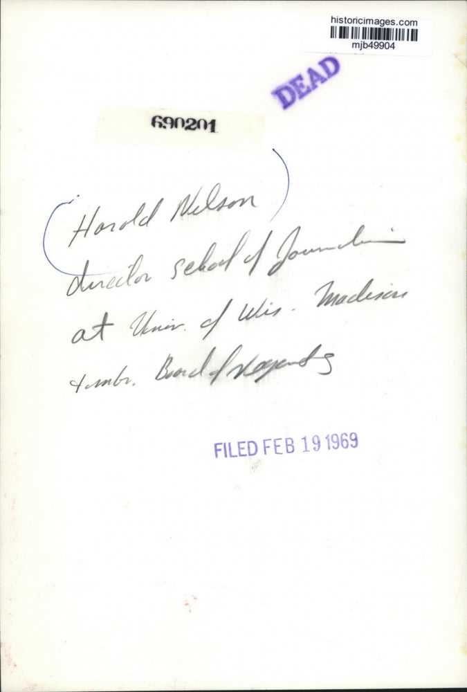 1969 Press Photo Harold Nelson, University of Wisconsin-Madison, Journalism