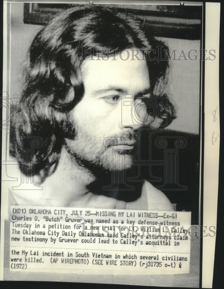 Load image into Gallery viewer, 1972 Press Photo Charles "Butch" Gruver named key defense witness in Oklahoma

