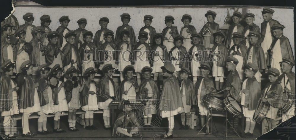 1928 Press Photo Milwaukee's St Sebastian Kindergarten band rehearses