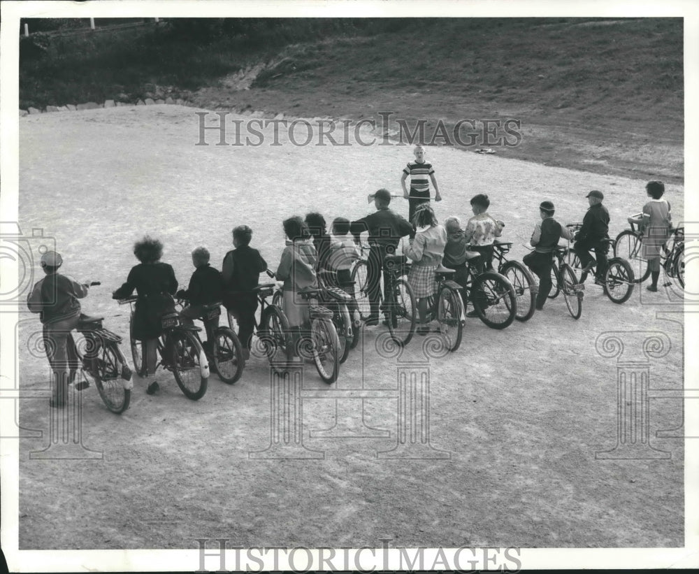 1957 Press Photo Fisher School students on bikes, Milwaukee - mjb50563