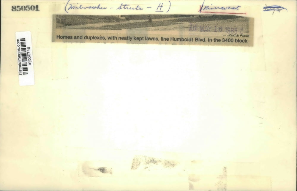 1985 Press Photo Humboldt Boulevard, Milwaukee, Wisconsin - mjb50746