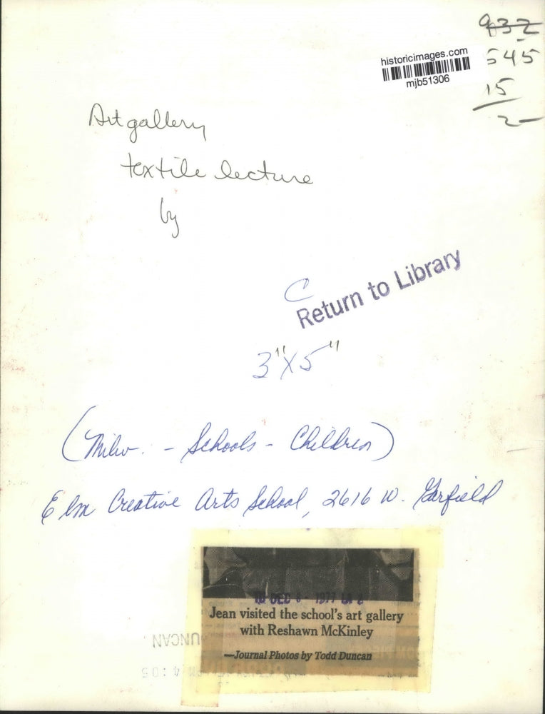 1977 Press Photo Jean & Reshawn McKinley at Elm Creative Arts School, Milwaukee