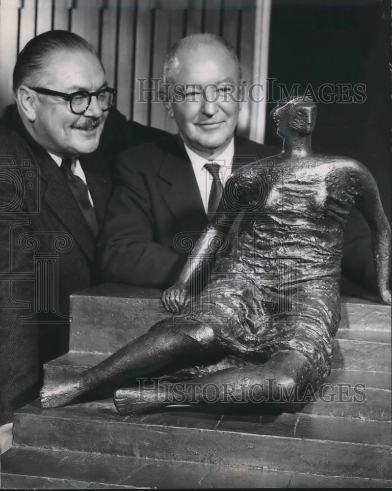 1953 Press Photo Walter Kroening and Howard J. Tobin at Milwaukee Art Center- Historic Images