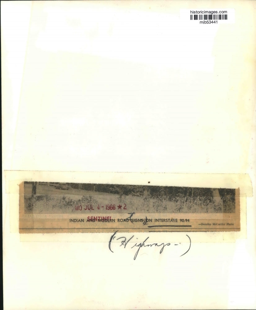 1966 Press Photo Indian and modern road signs on Interstate 90-94 - mjb53441