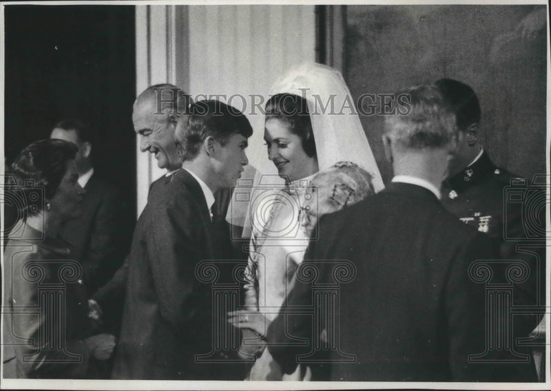 Load image into Gallery viewer, 1967 Press Photo Mrs. Charles Robb and Relative David Robb at Wedding, Milwaukee
