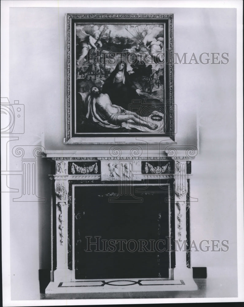 1966 Press Photo French mantel is donated to Marquette University library