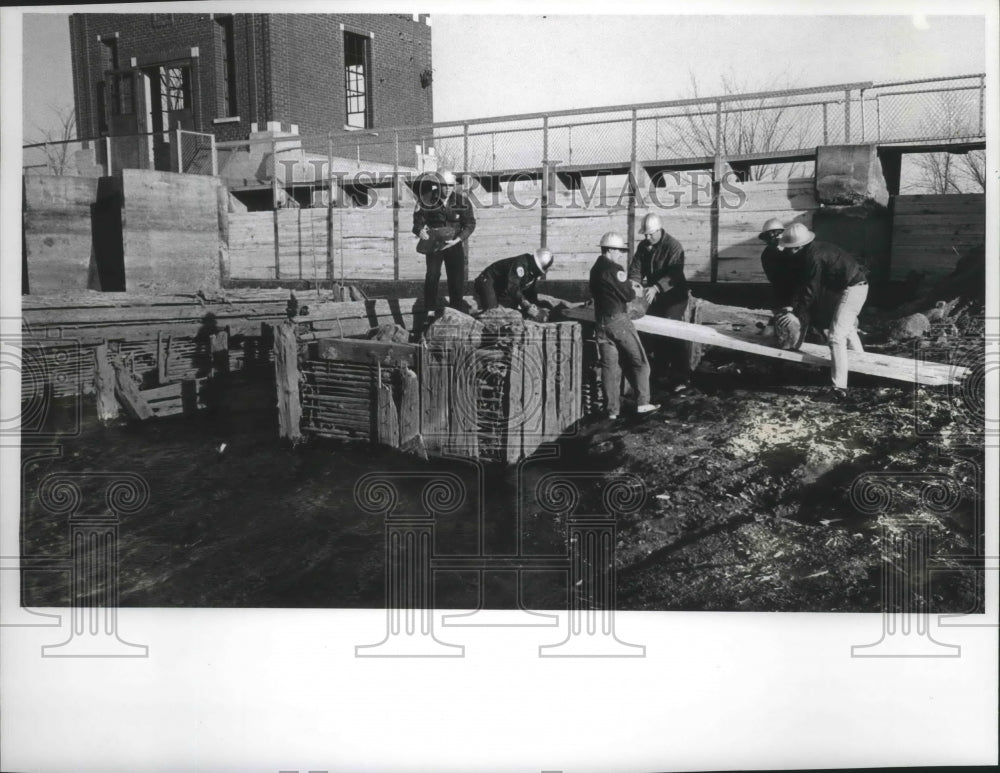 1965 Press Photo Homme Home for Boys help build dam in Shawano County, Wisconsin- Historic Images