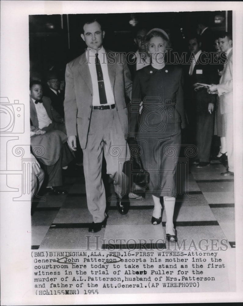 1955 Press Photo Alabama Attorney General John Patterson & mother at trial