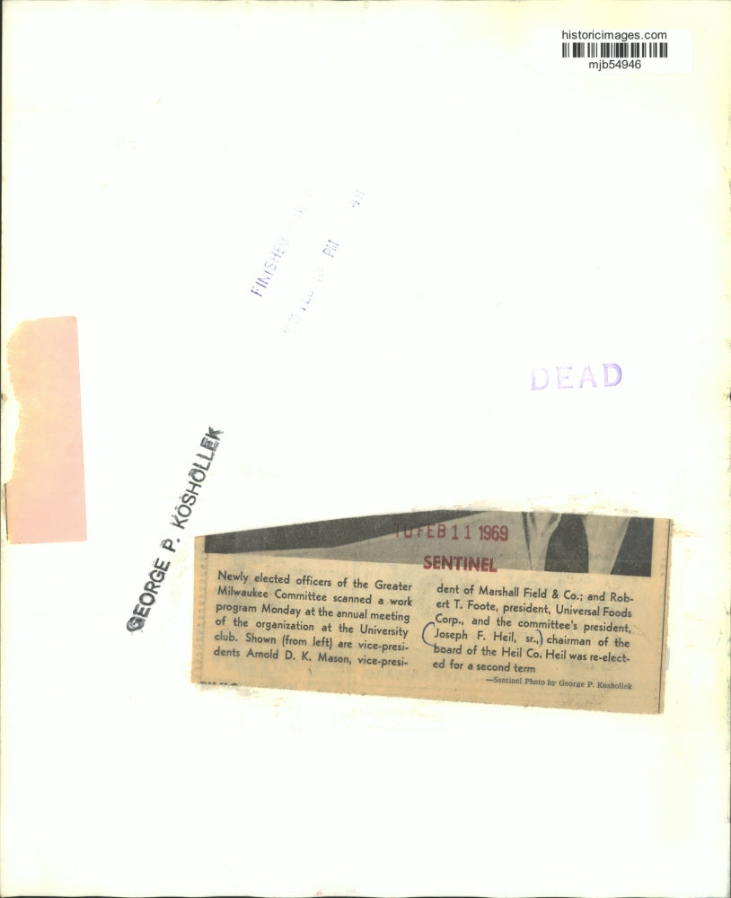 1969 Press Photo Officers of Greater Milwaukee Committee at the Annual Meeting