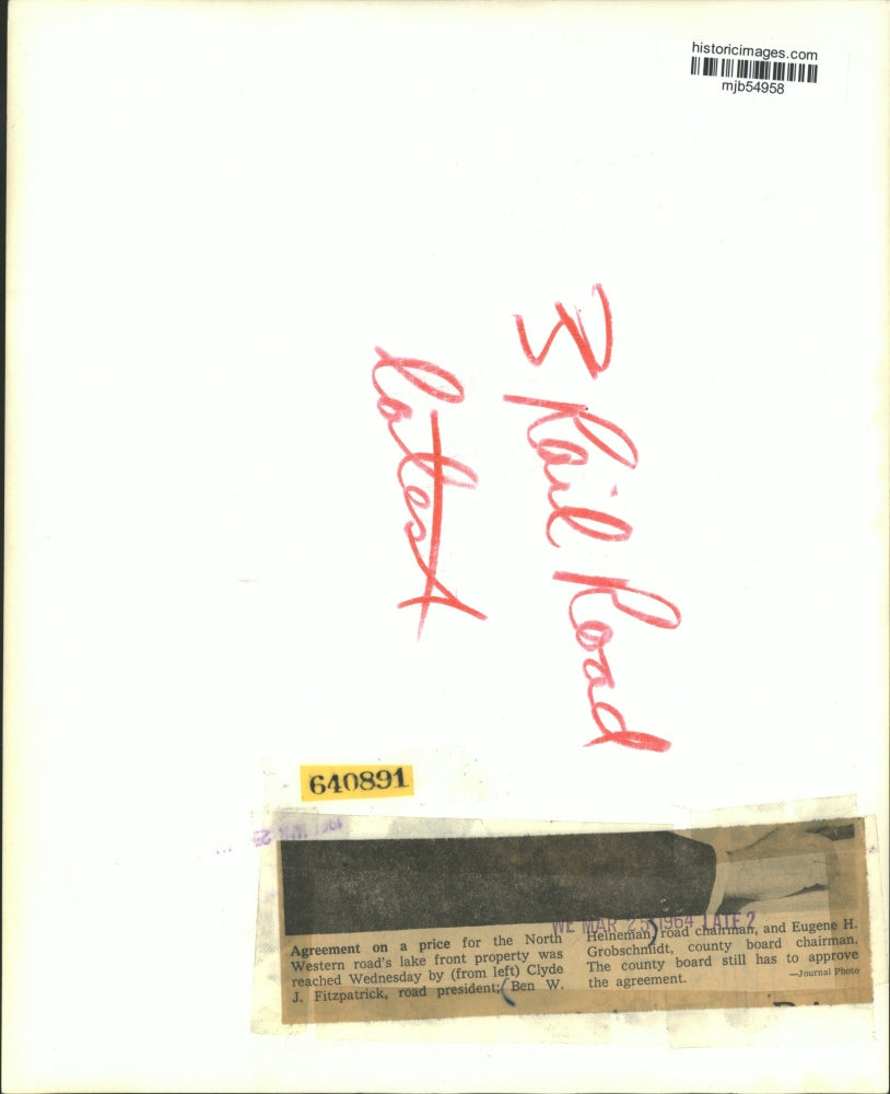 1964 Press Photo Businessmen review North Western road price for county board