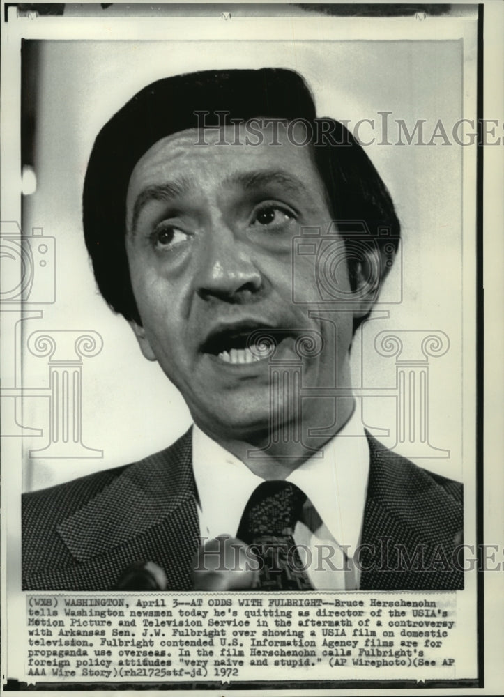 1972 Press Photo Bruce Herschenohn USIA Director, Motion Pictures and Television