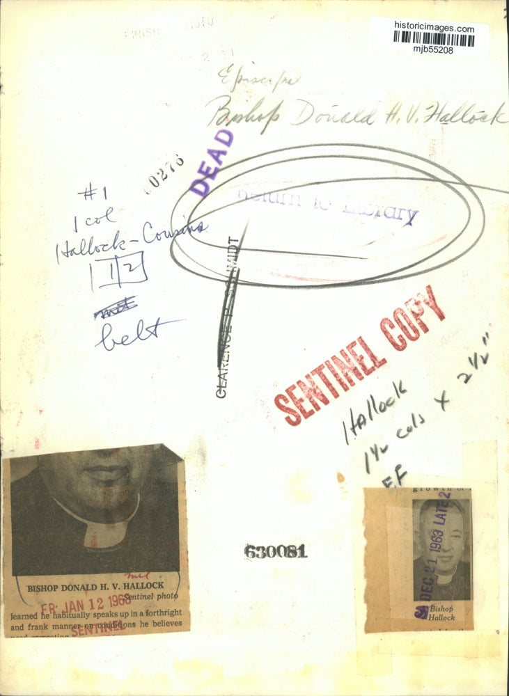 1963 Press Photo Bishop Donald H.V. Hallock In Milwaukee - mjb55208