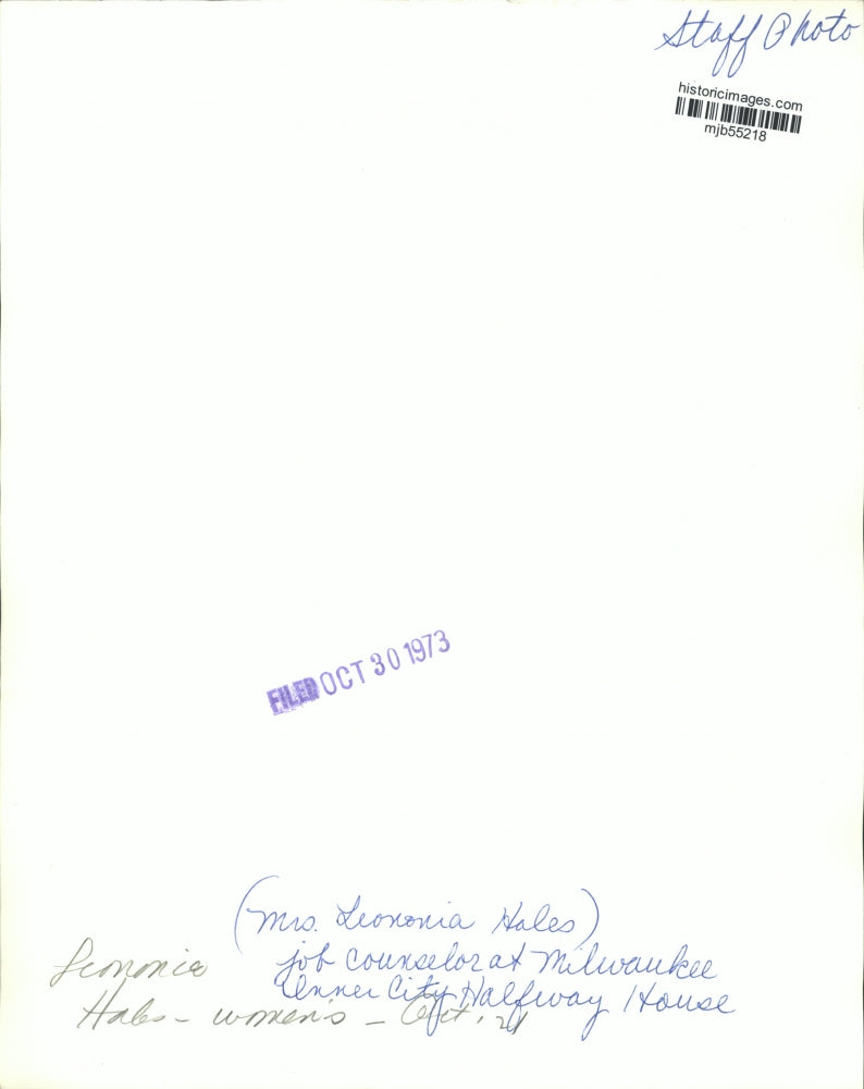 1973 Press Photo Counselor Mrs. Leononia Hales at Milwaukee Halfway House