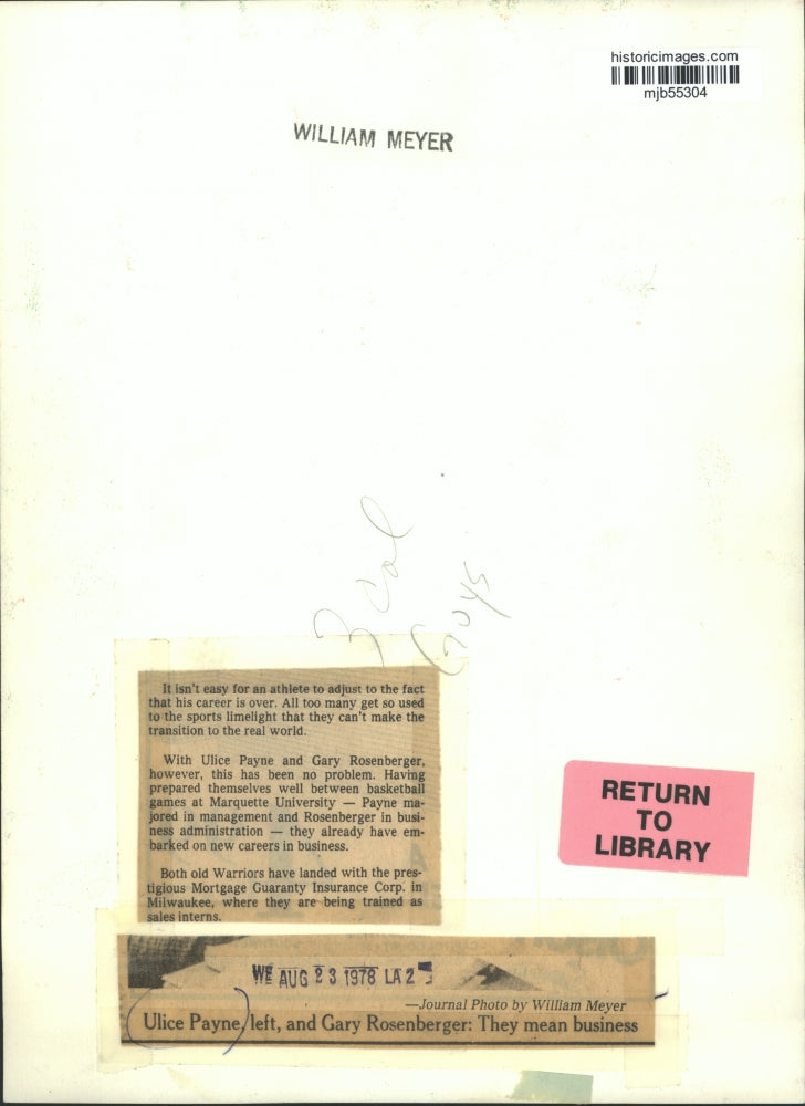 1978 Press Photo Ulice Payne, Gary Rosenberger Mortgage Guaranty Insurance Corp