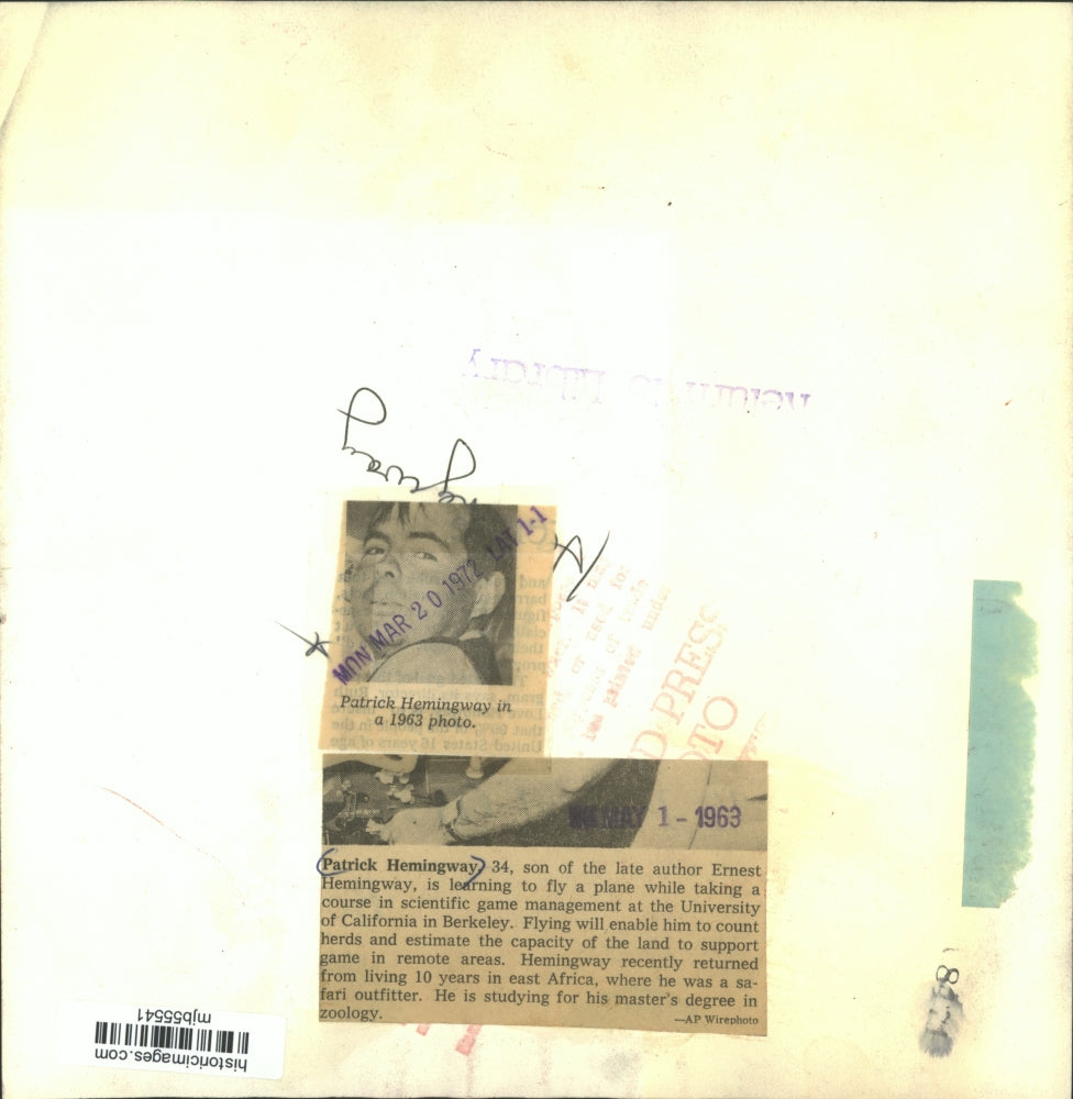 1963 Press Photo Patrick Hemingway learning to fly plane - mjb55541