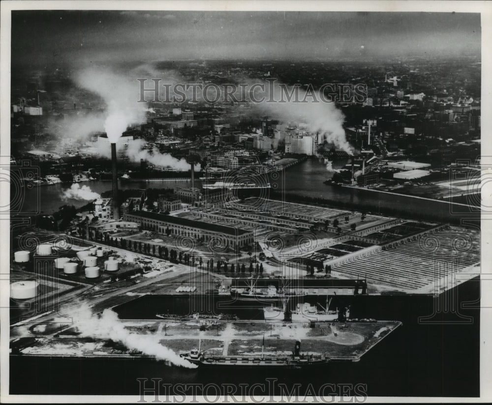 1960 Press Photo Aerial view of Milwaukee Sewage disposal Plant - mjb56385- Historic Images