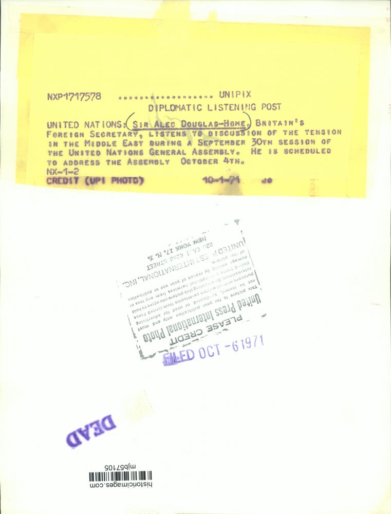 1971 Press Photo Sir Alec Douglas-Home, Britain's foreign secretary - mjb57105