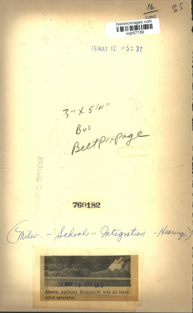 1976 Press Photo Anthony Busalacchi at Milwaukee School Integration hearing