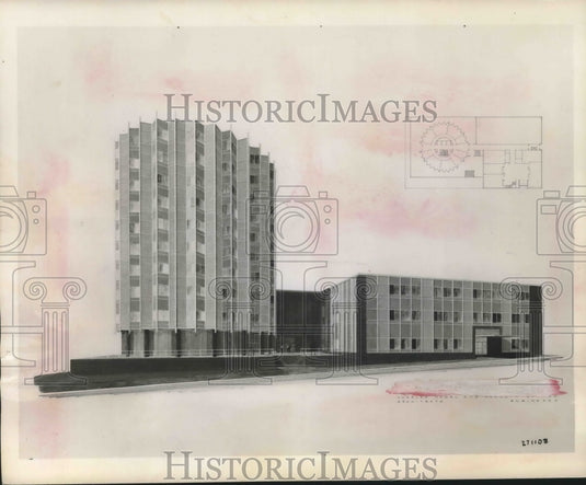 1962 Press Photo Milwaukee School Of Engineering's proposed engineering tower- Historic Images