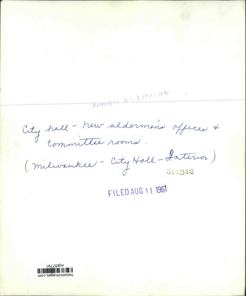 1961 Press Photo New Offices and committee rooms in Milwaukee City Hall