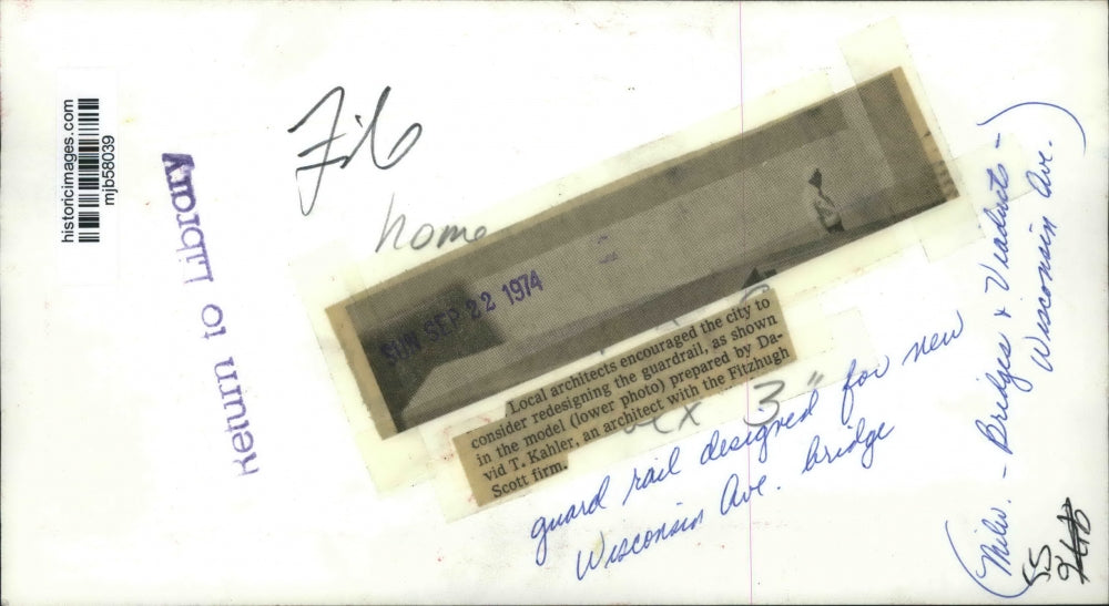 1974 Press Photo Alternative Design Model For Wisconsin Avenue Bridge Guard Rail