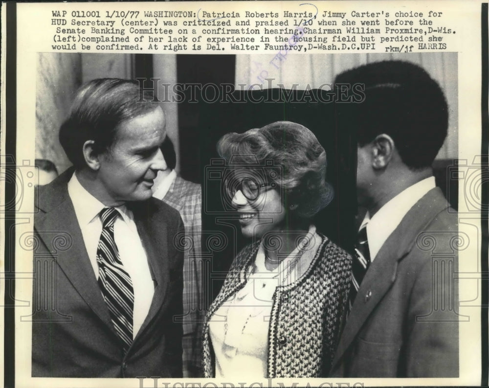 1977 Press Photo Jimmy Carter's HUD choice Patricia Roberts Harris - mjb58119