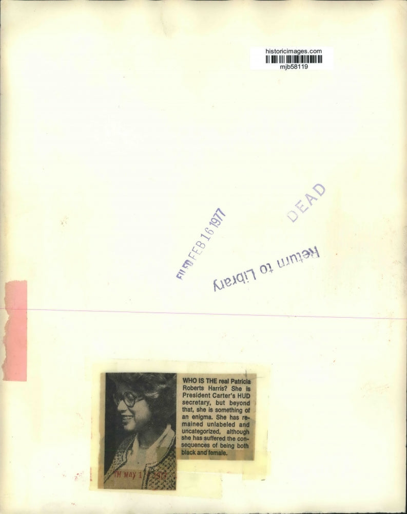 1977 Press Photo Jimmy Carter's HUD choice Patricia Roberts Harris - mjb58119