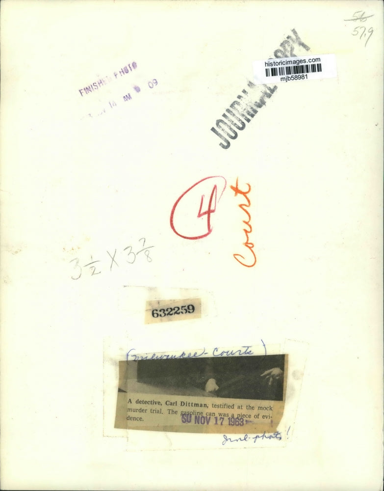 1963 Press Photo Milwaukee Detective Carl Dittman Testifies In Mock Murder Trial