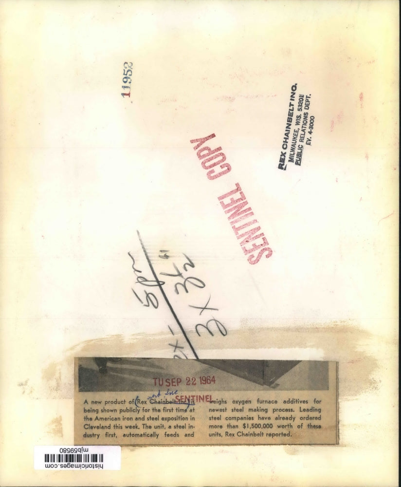 1964 Press Photo Rex Chainbelt shows steel making process Cleveland exposition