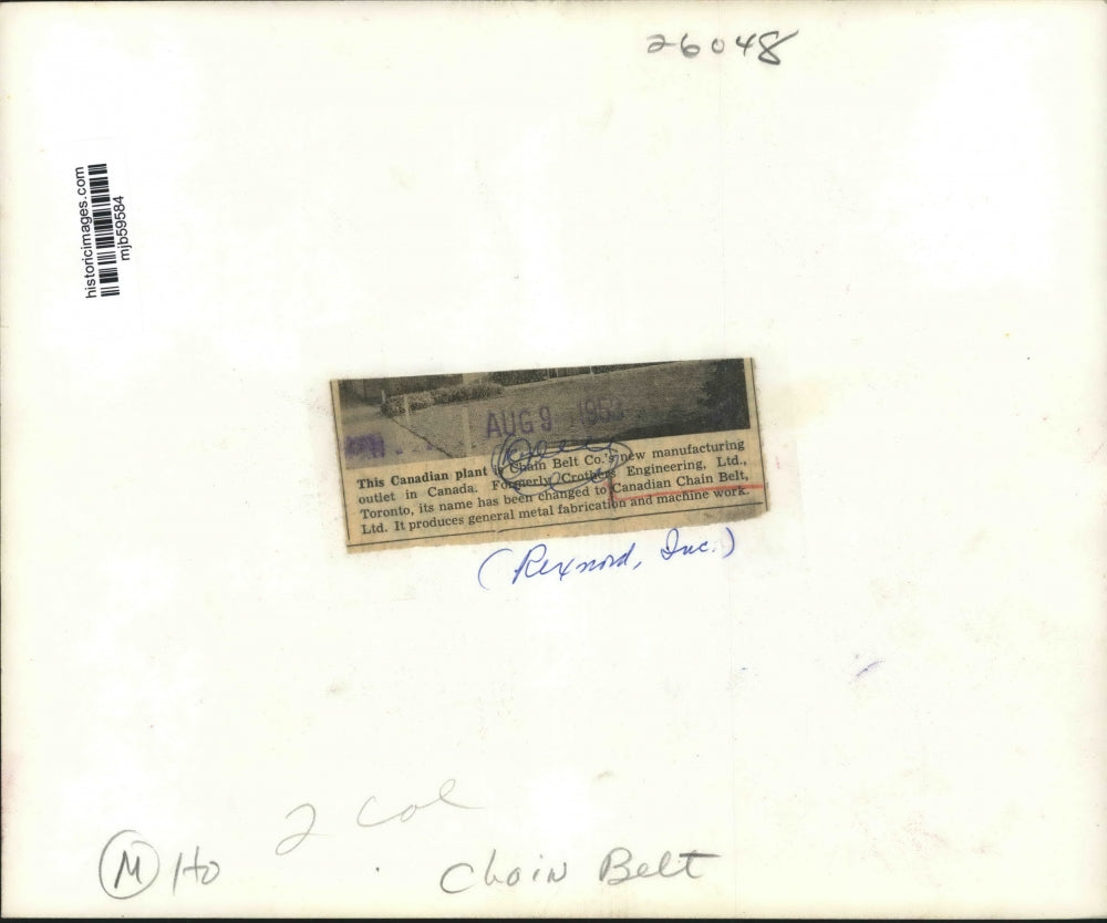 1953 Press Photo Raymond, Inc. of Milwaukee, new Canadian plant in Toronto