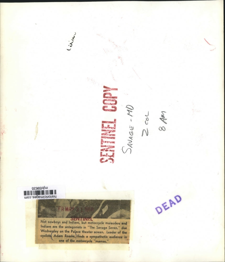 1968 Press Photo Actor Adam Roarke Stars in Film "The Savage Seven" - mjb59635