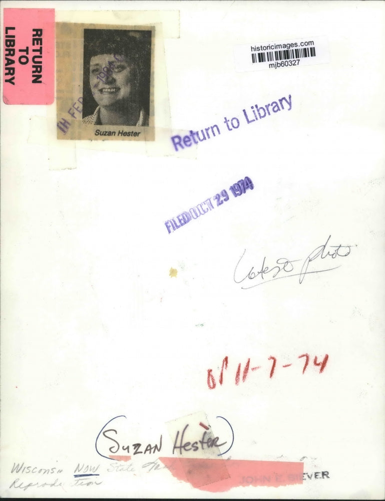 1974 Press Photo Wisconsin, Suzan Hester, heads NOW - mjb60327