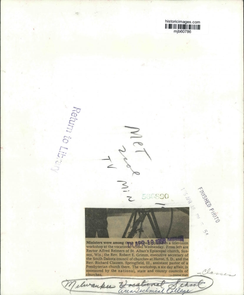 1958 Press Photo Ministers participate in television workshop Milwaukee